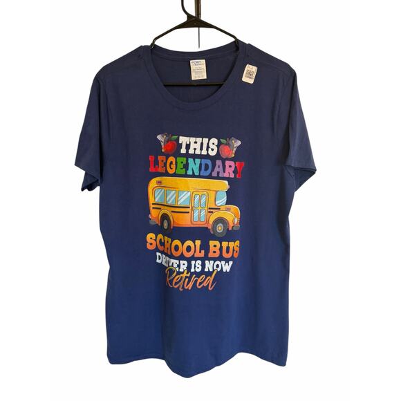 Port & Company Women's XL Blue School Bus Driver Short Sleeve Crew Neck T-Shirt - Picture 4 of 11